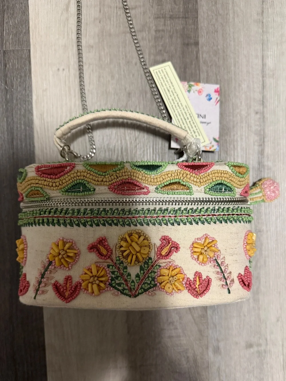 Embroidered Boho Beaded Crossbody Bag
